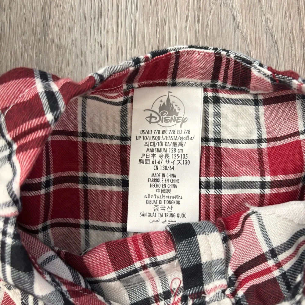 Disney Mickey Mouse Nightgown Sz 7/8 Family Christmas Picture Plaid Red Pajamas